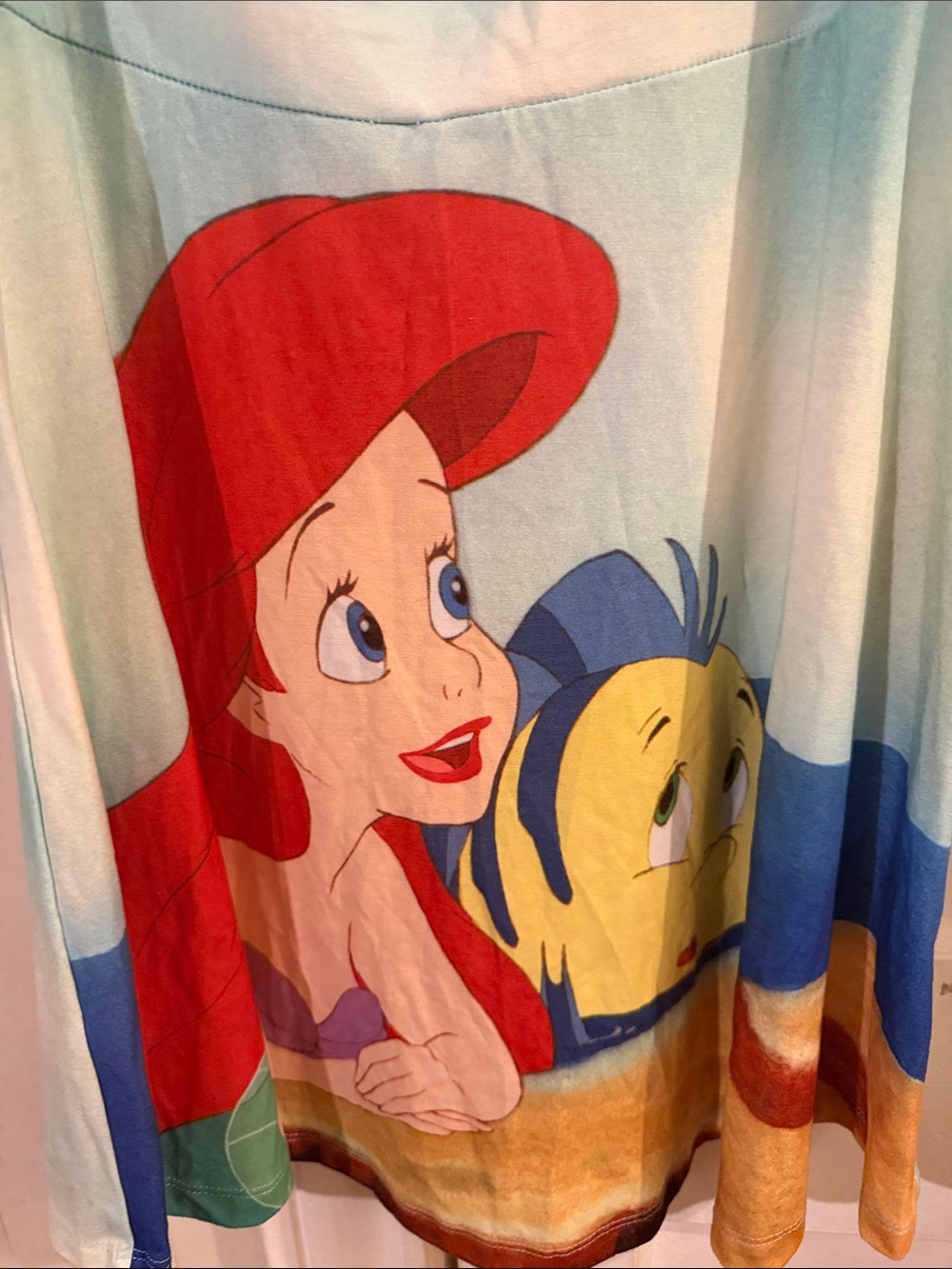 Hot Topic Red Blue Yellow Ariel Print Dress